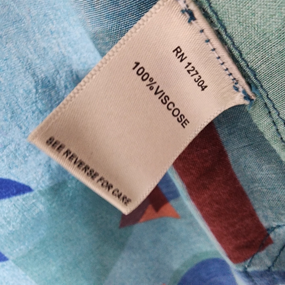 John Mark Abstract Patchwork Viscose Button Front… - image 6